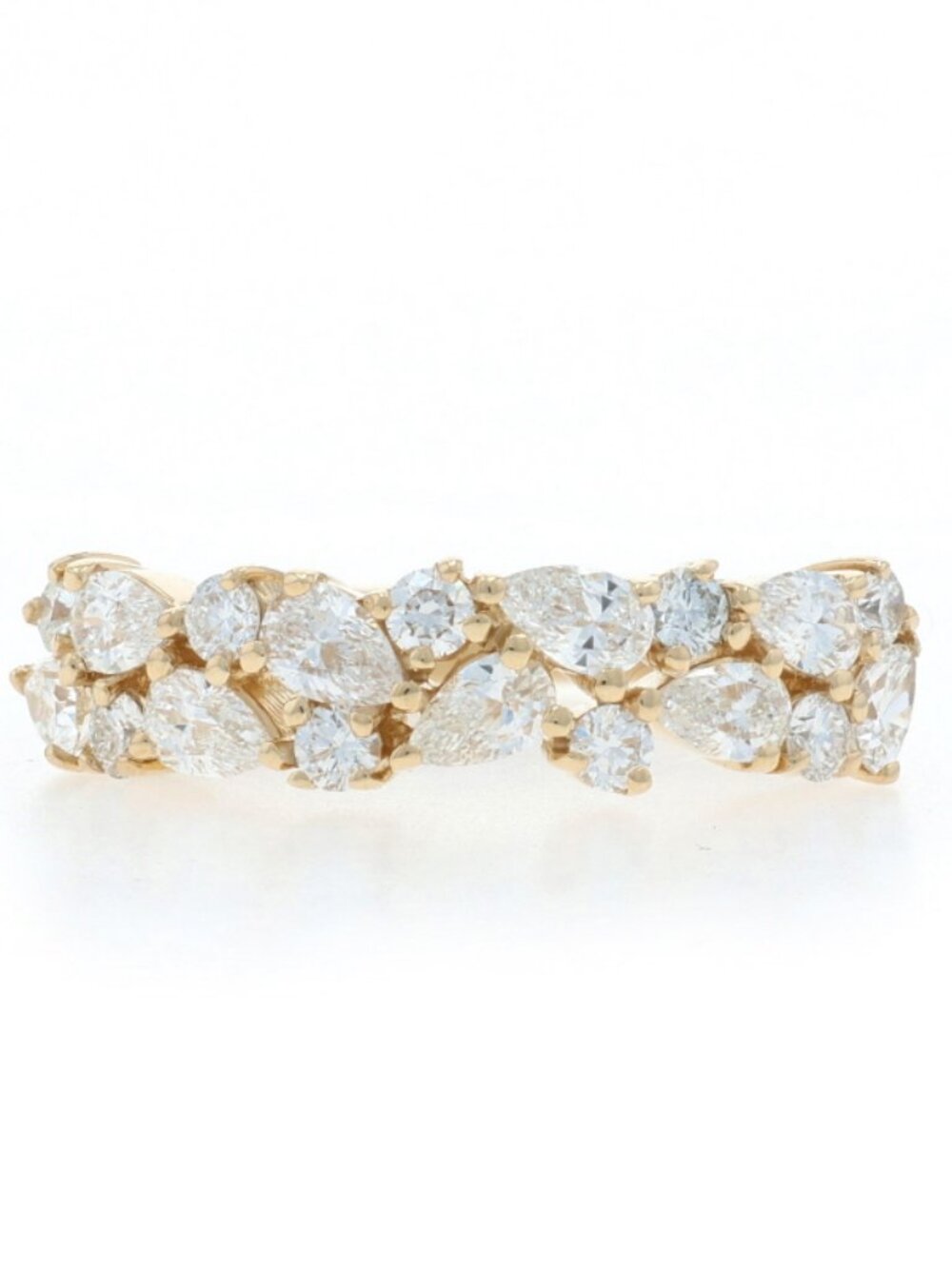 Yellow Gold Diamond Cluster Band - 14k Pear 1.06ctw Ring